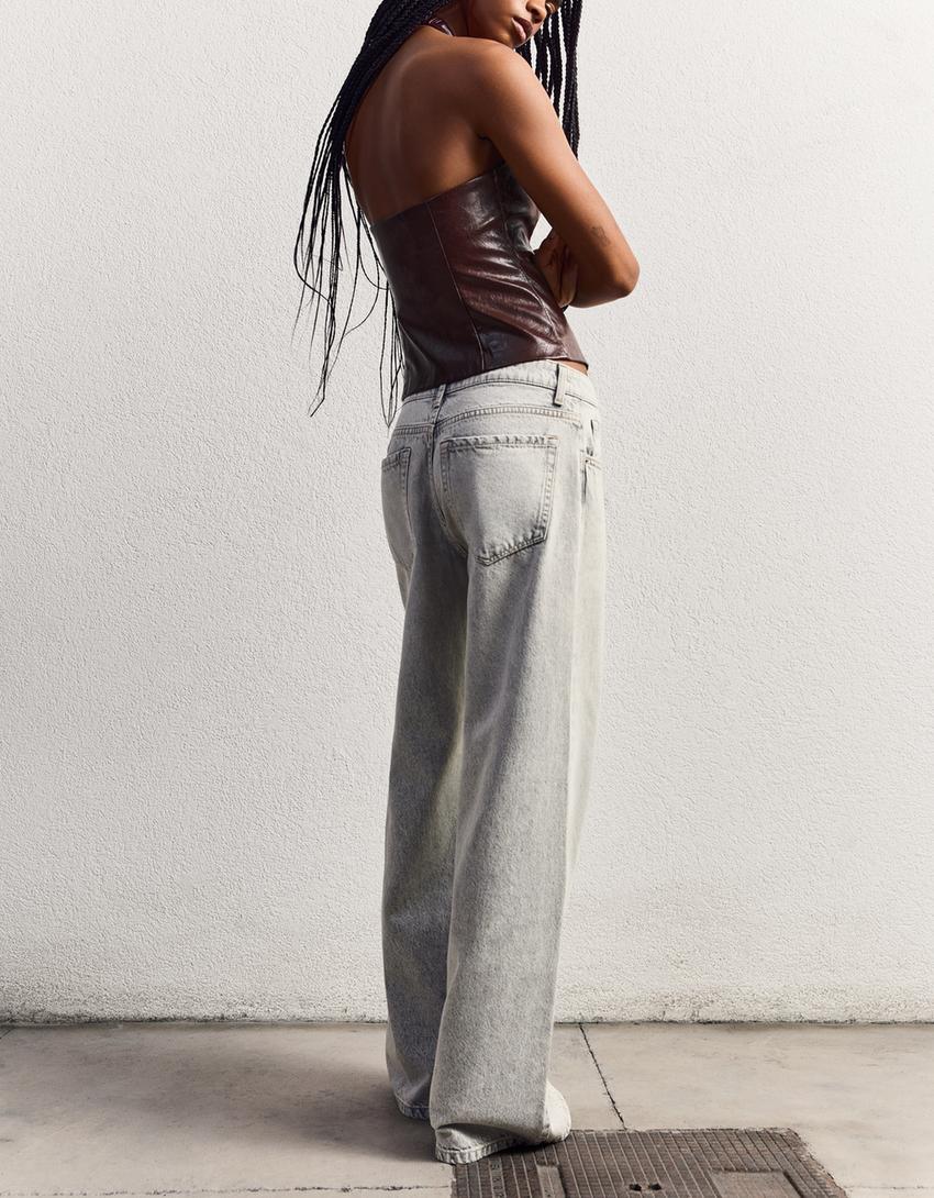 Jeans gamba larga-Grigio-1