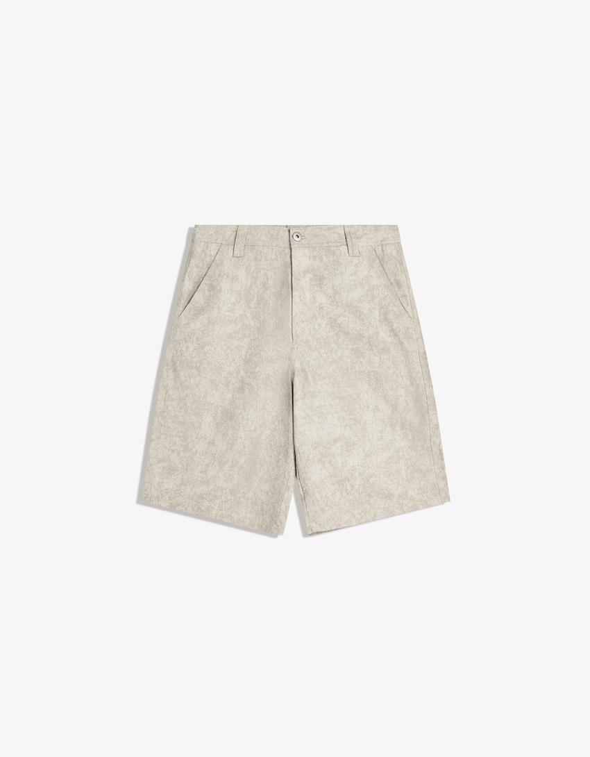 Bermuda met print-Grijs