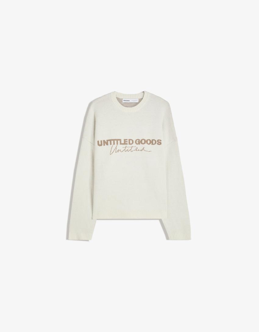 Printed jacquard sweater-Off white