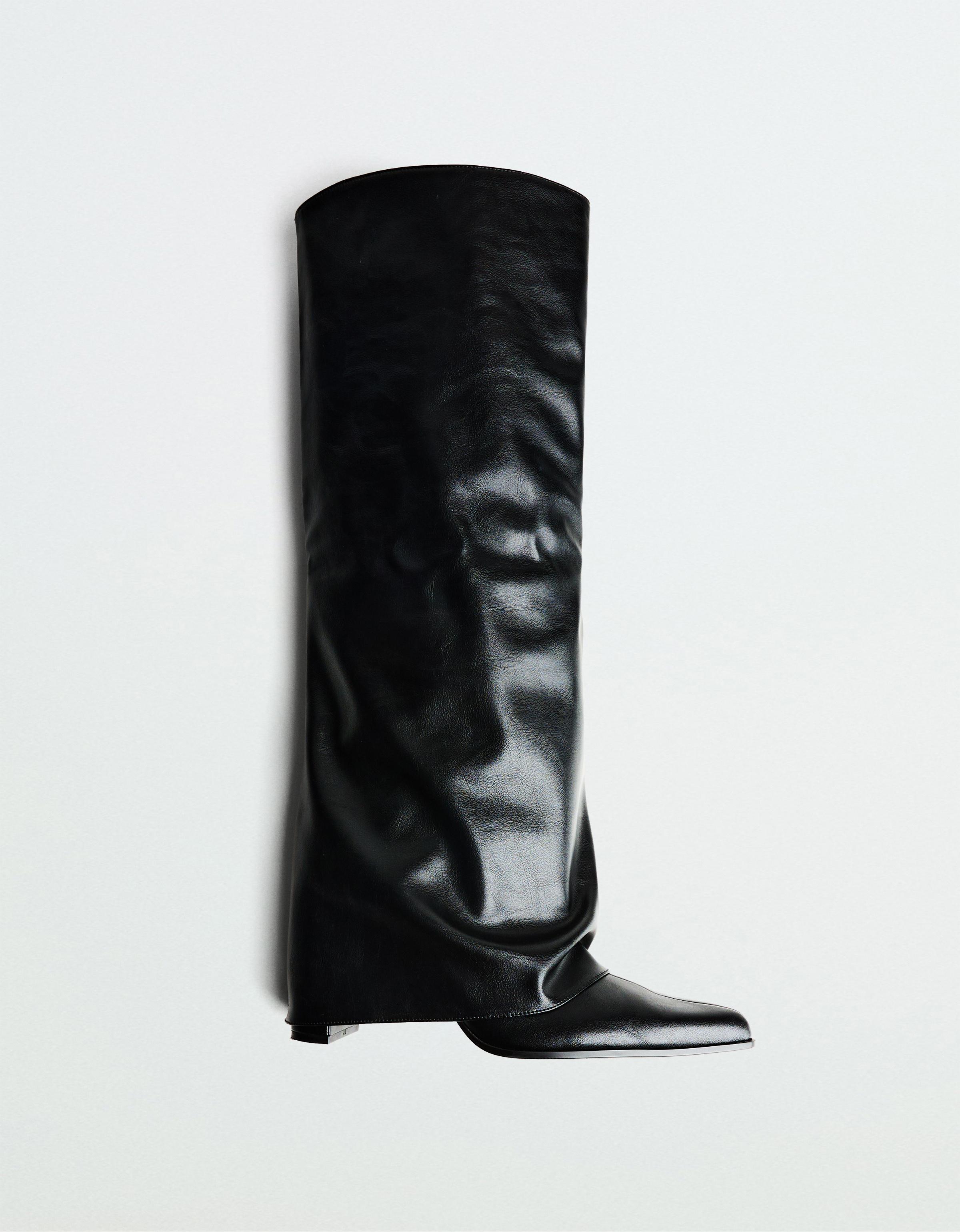 TROUSER HEEL BOOTS — BLACK