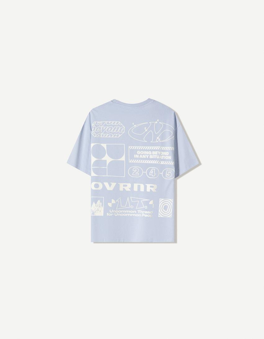 Short sleeve T-shirt with print-Blue-1