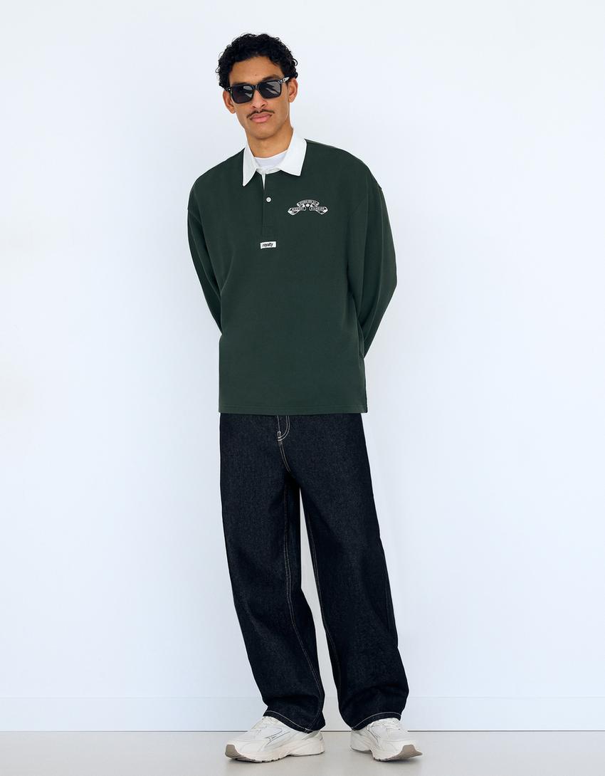 Polo màniga llarga boxy-Verd