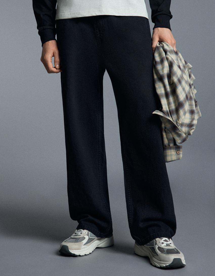 Jeans straight jogger fit-Nero