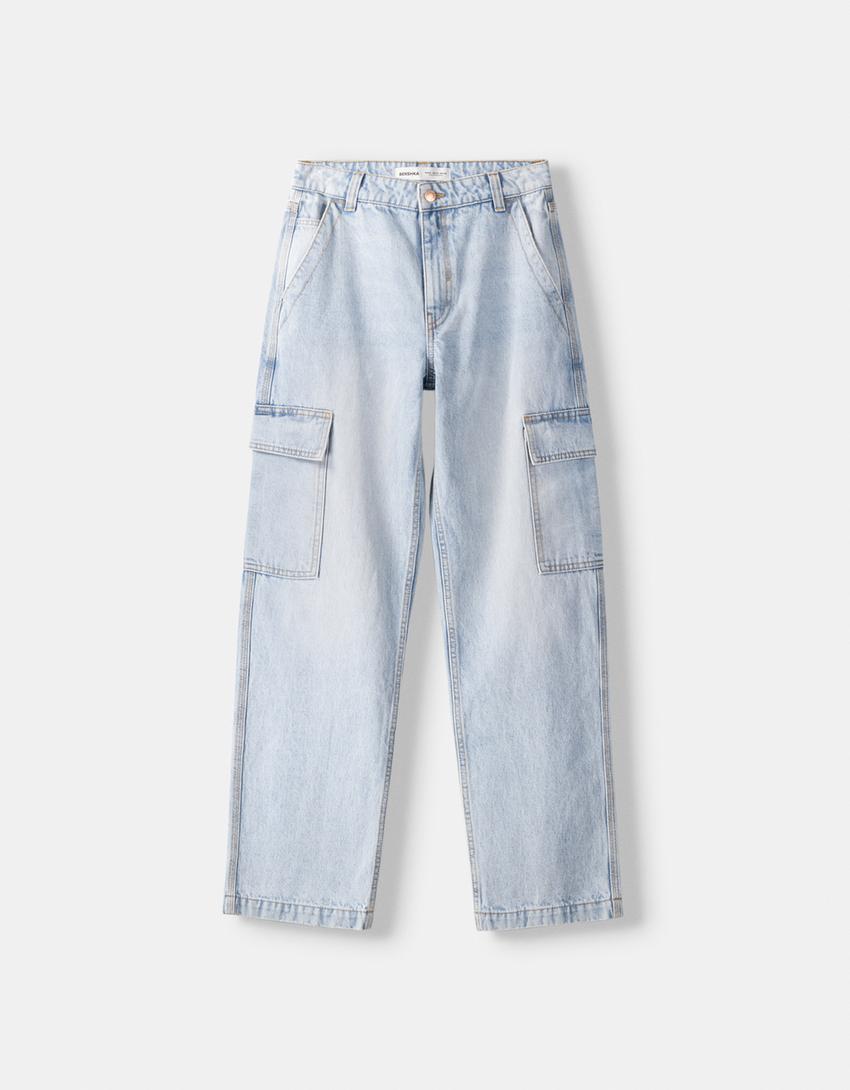 Straight-fit cargo jeans - BSK Teen | Bershka