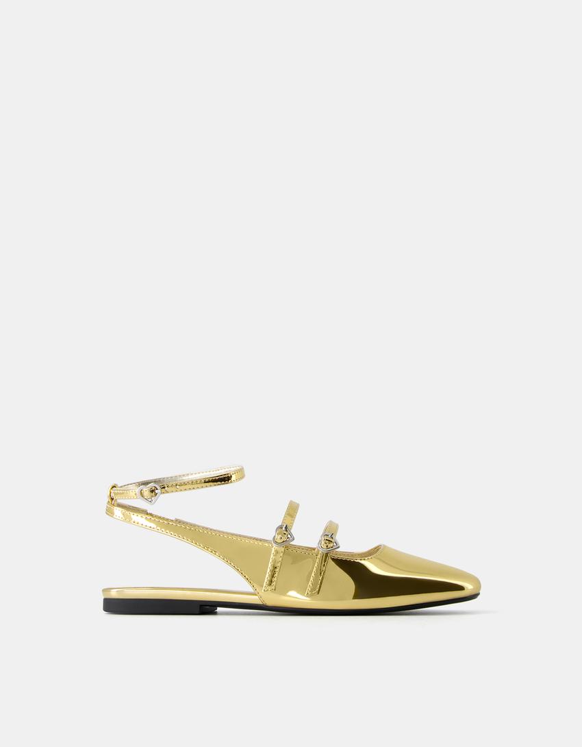 Ballerines type Mary Jane boucles-Or-6
