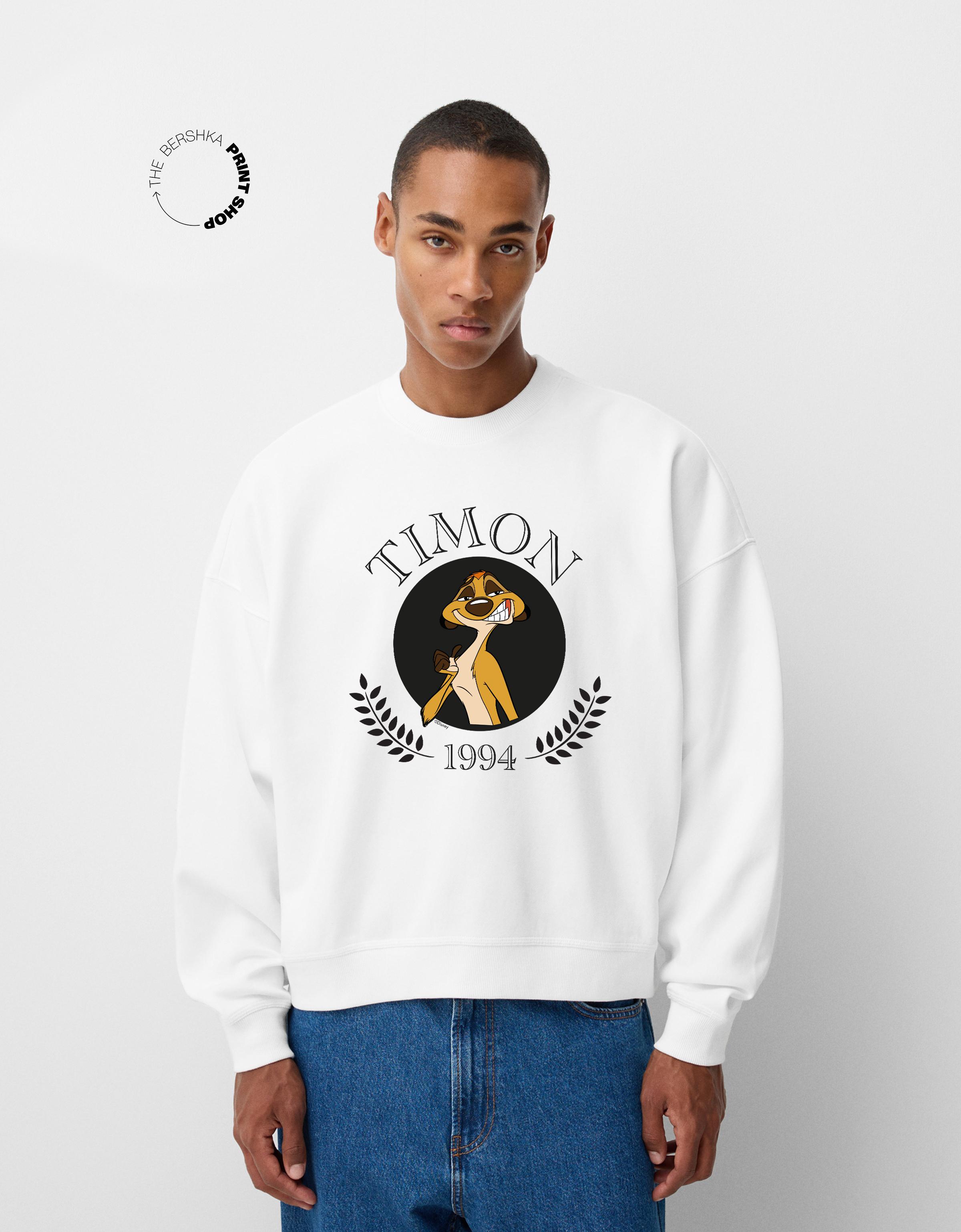 Bershka Sweatshirt König Der Löwen Aus Plüsch Herren Xl Weiss