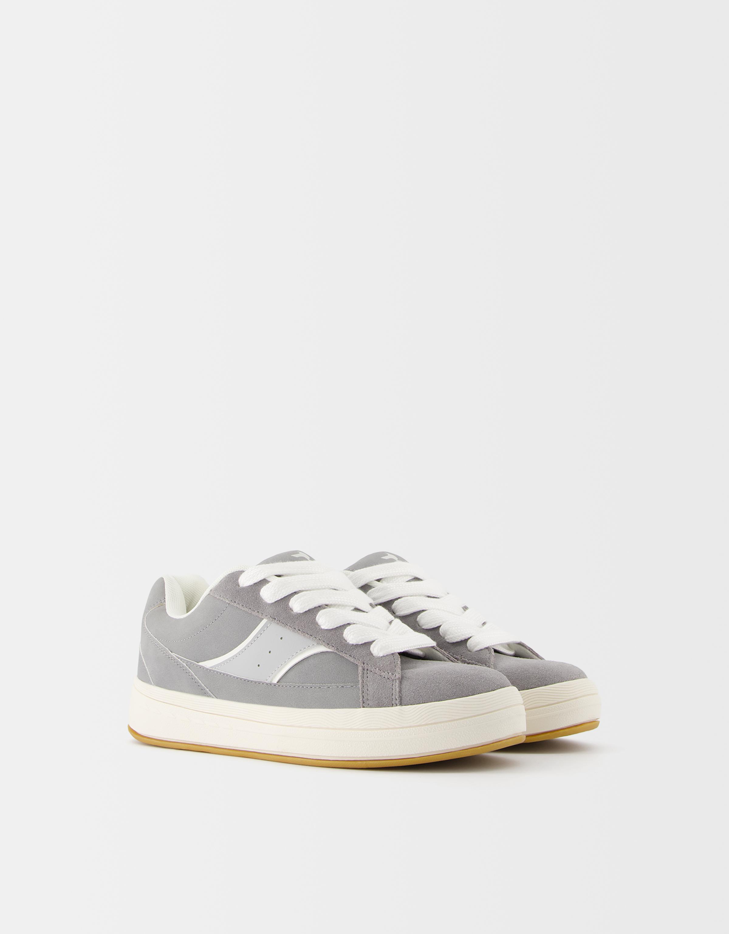 Bershka Sneaker Aus Rauleder Im Skater-Stil Damen 39 Grau