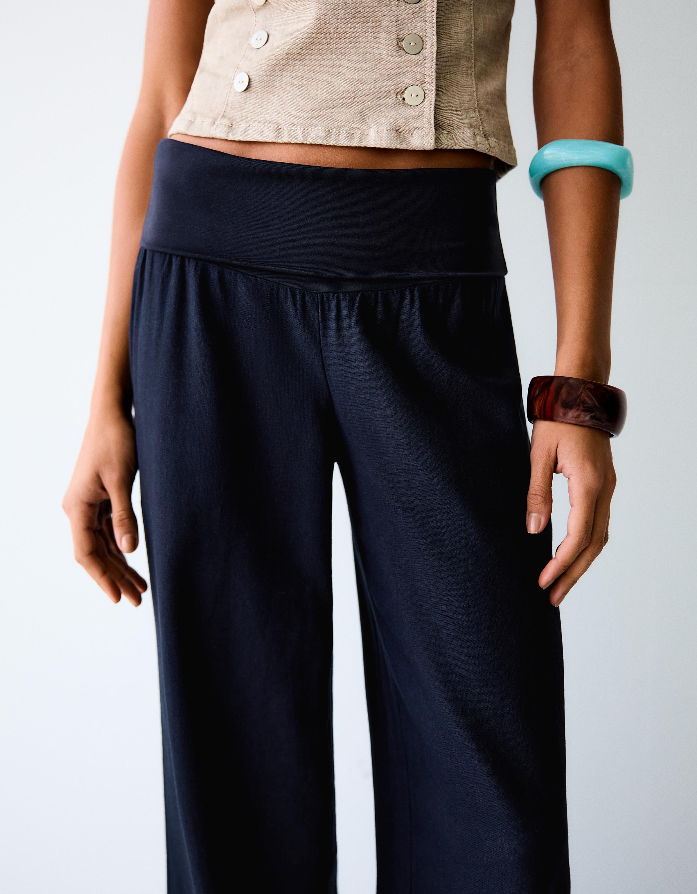 Turn-up waist trousers — Navy