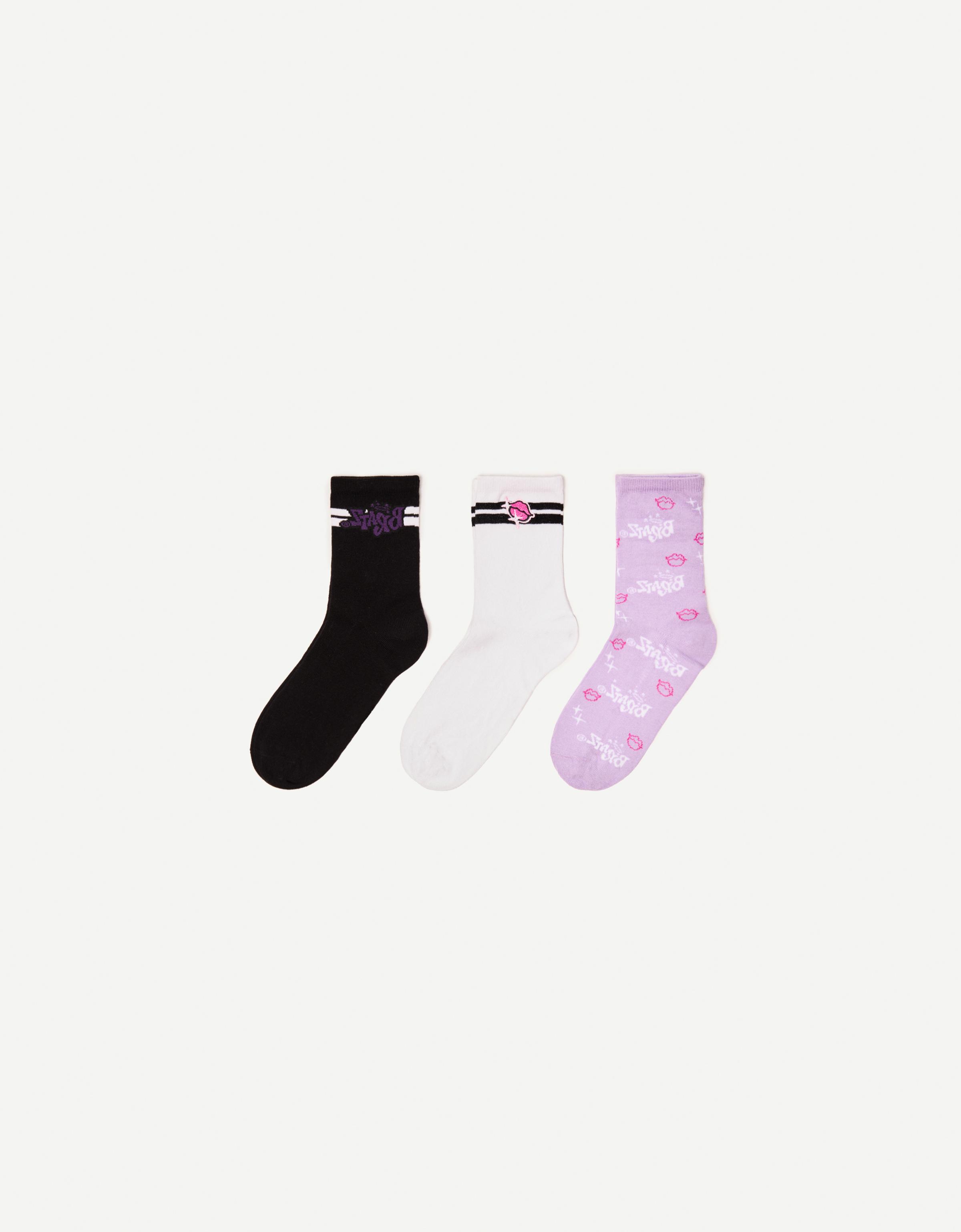 Bershka 3er-Pack Socken Bratz Damen Schwarz