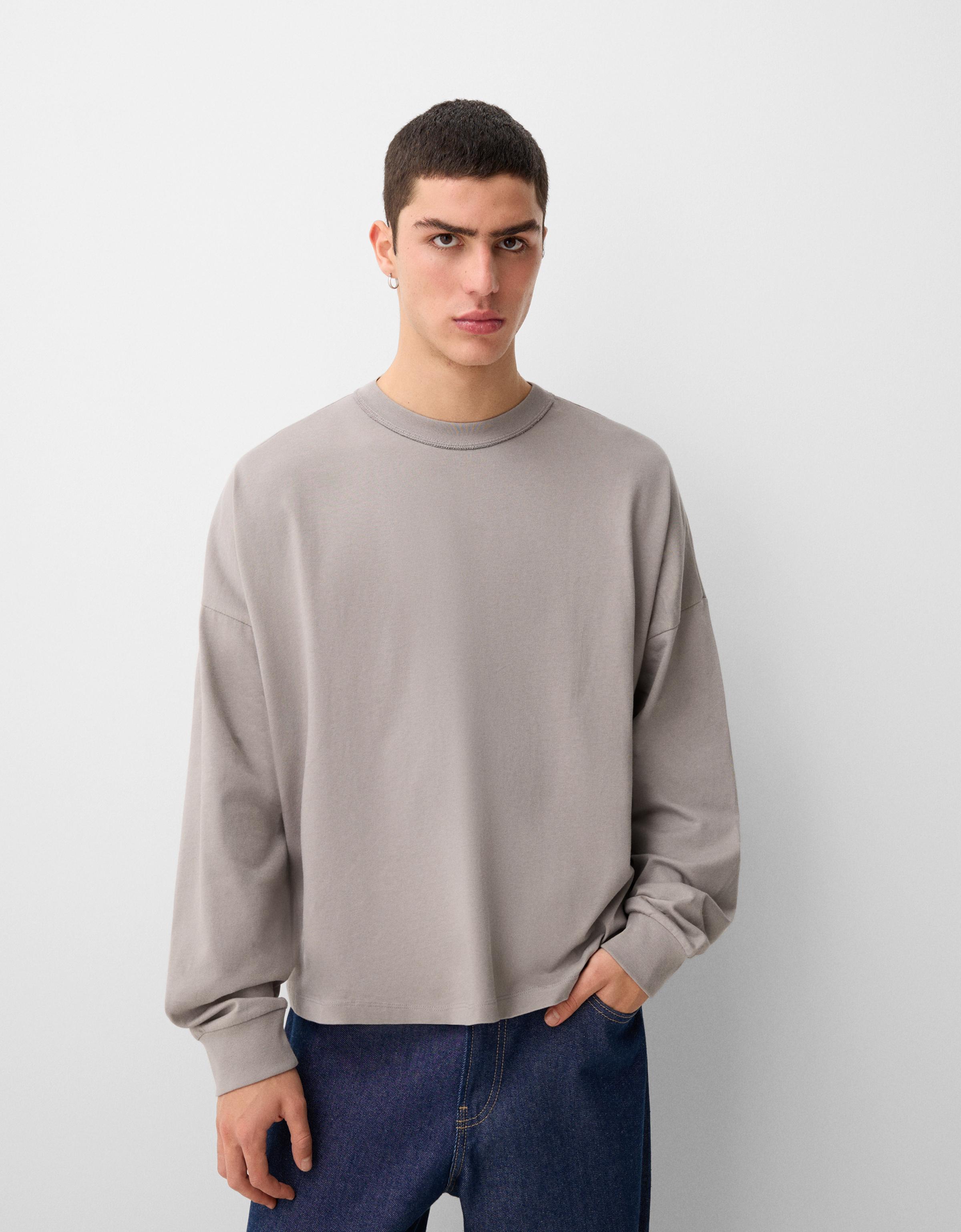 Bershka Dickes Langarmshirt Mit Langen Ärmeln Herren S Grau