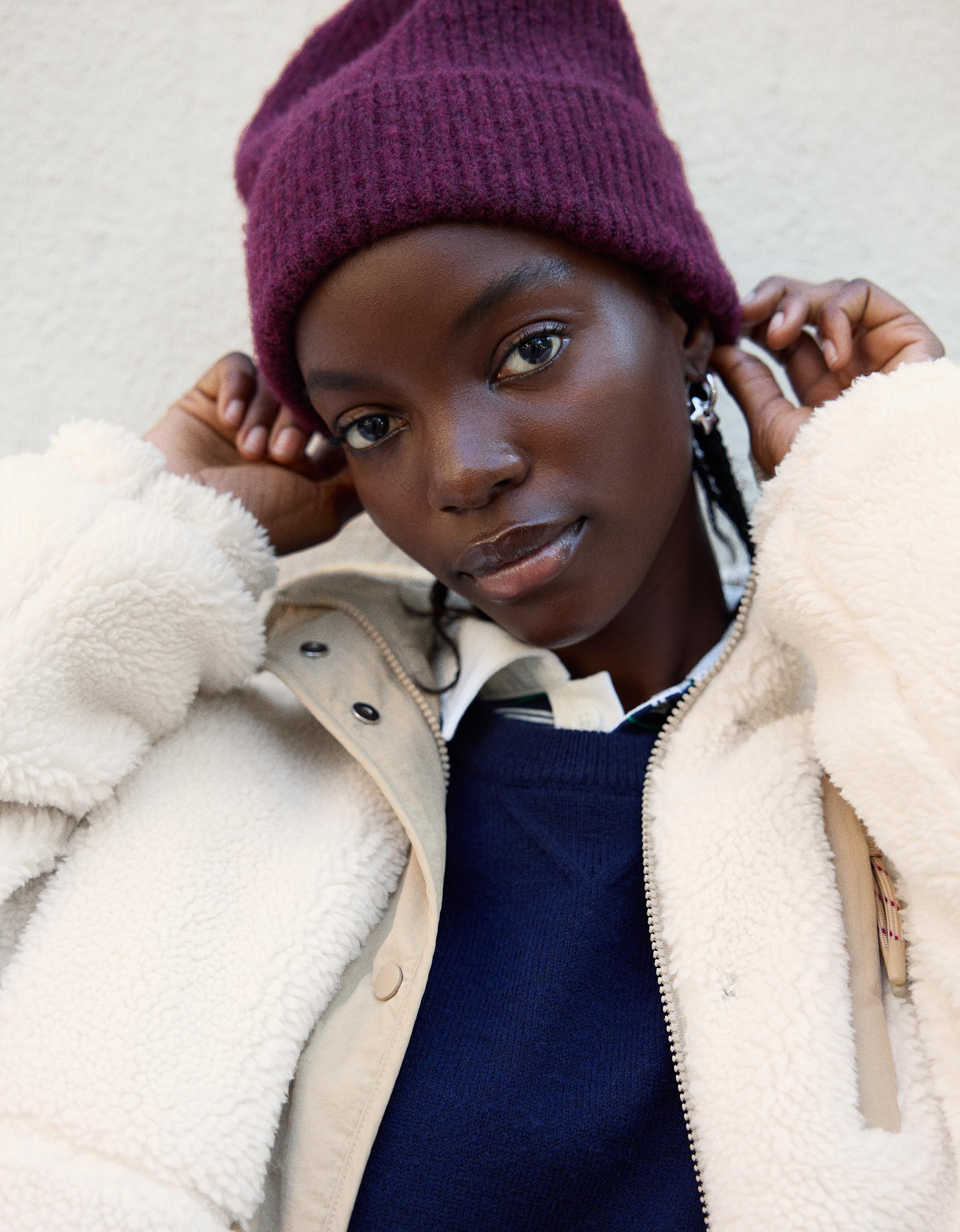 Turn-up knit beanie — Maroon