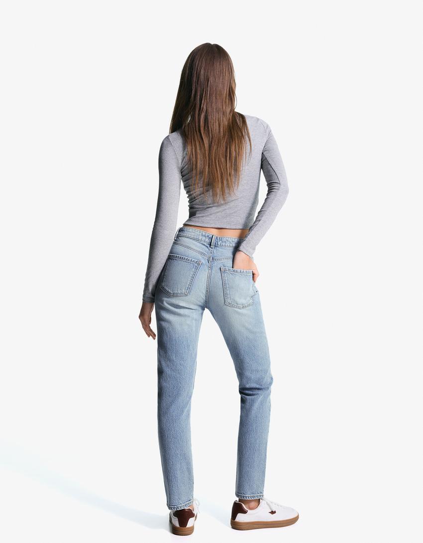 Jeans mom hi-rise confort-Azul lavado-1