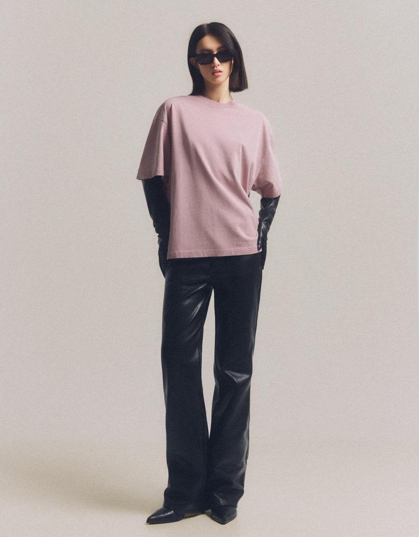 Oversize short sleeve T-shirt-Pink