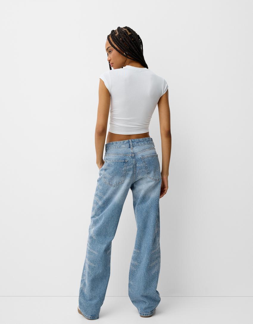 ‘90s rhinestone jeans - Women | Bershka