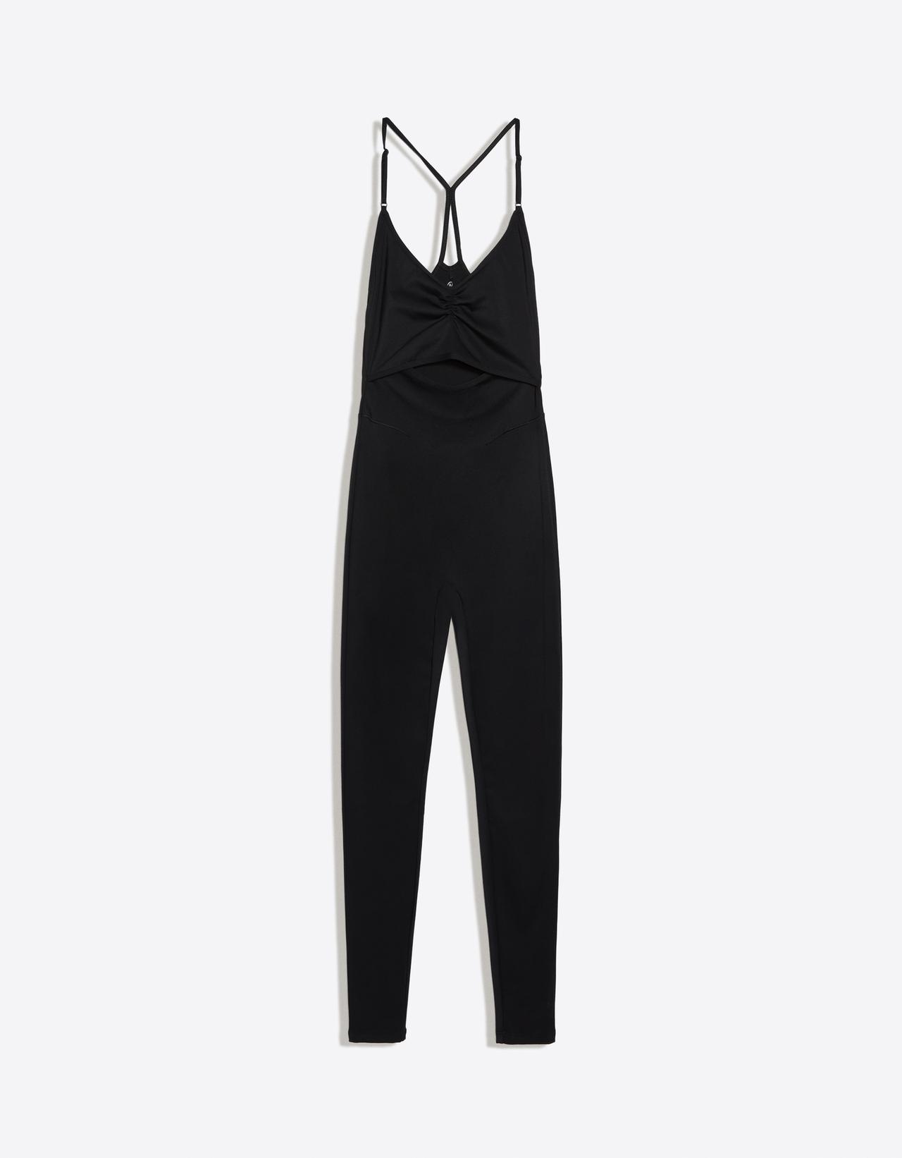 Technical fabric jumpsuit, breathable & quick-dry — Black