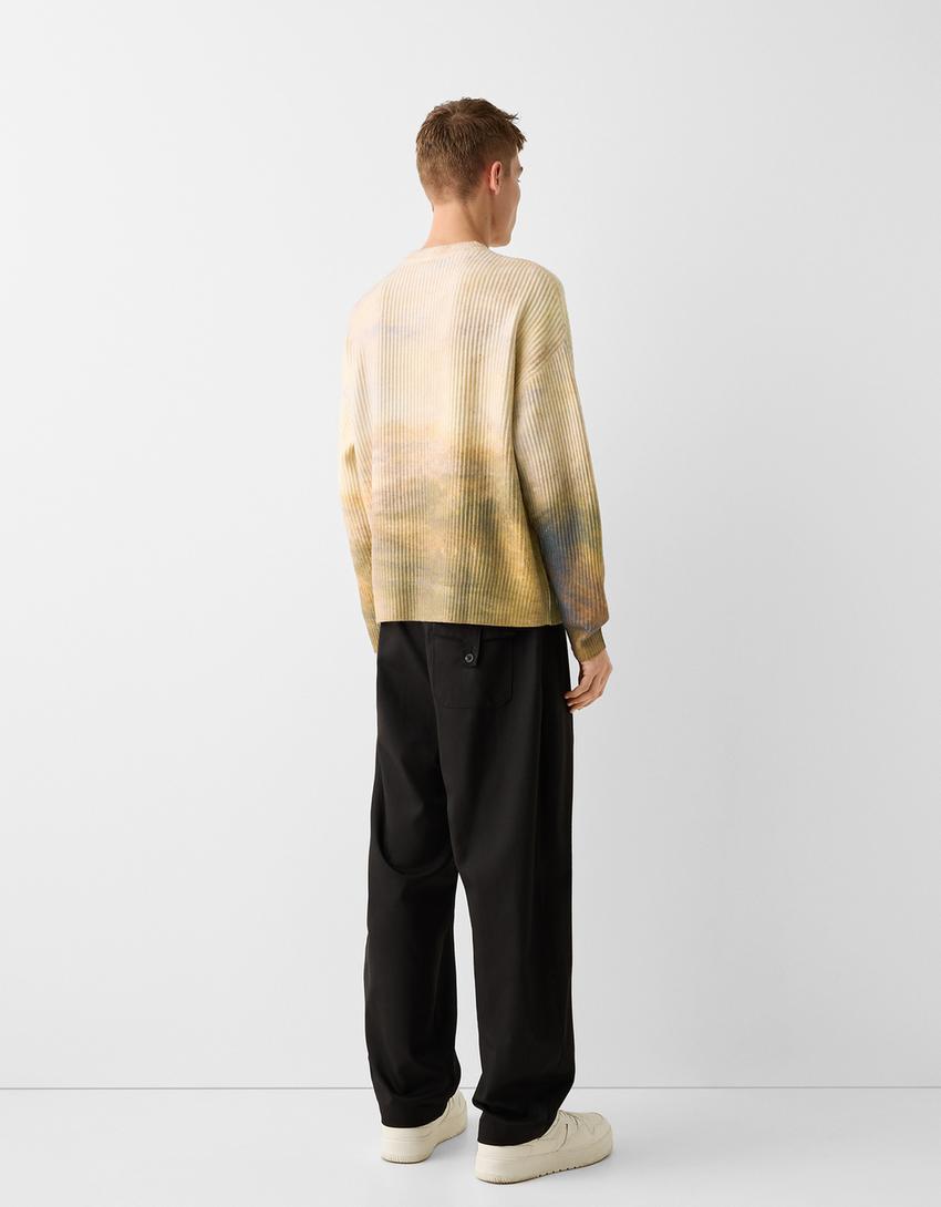 سويتر مضلع بطبعة ناشيونال غالري-أخضر-1