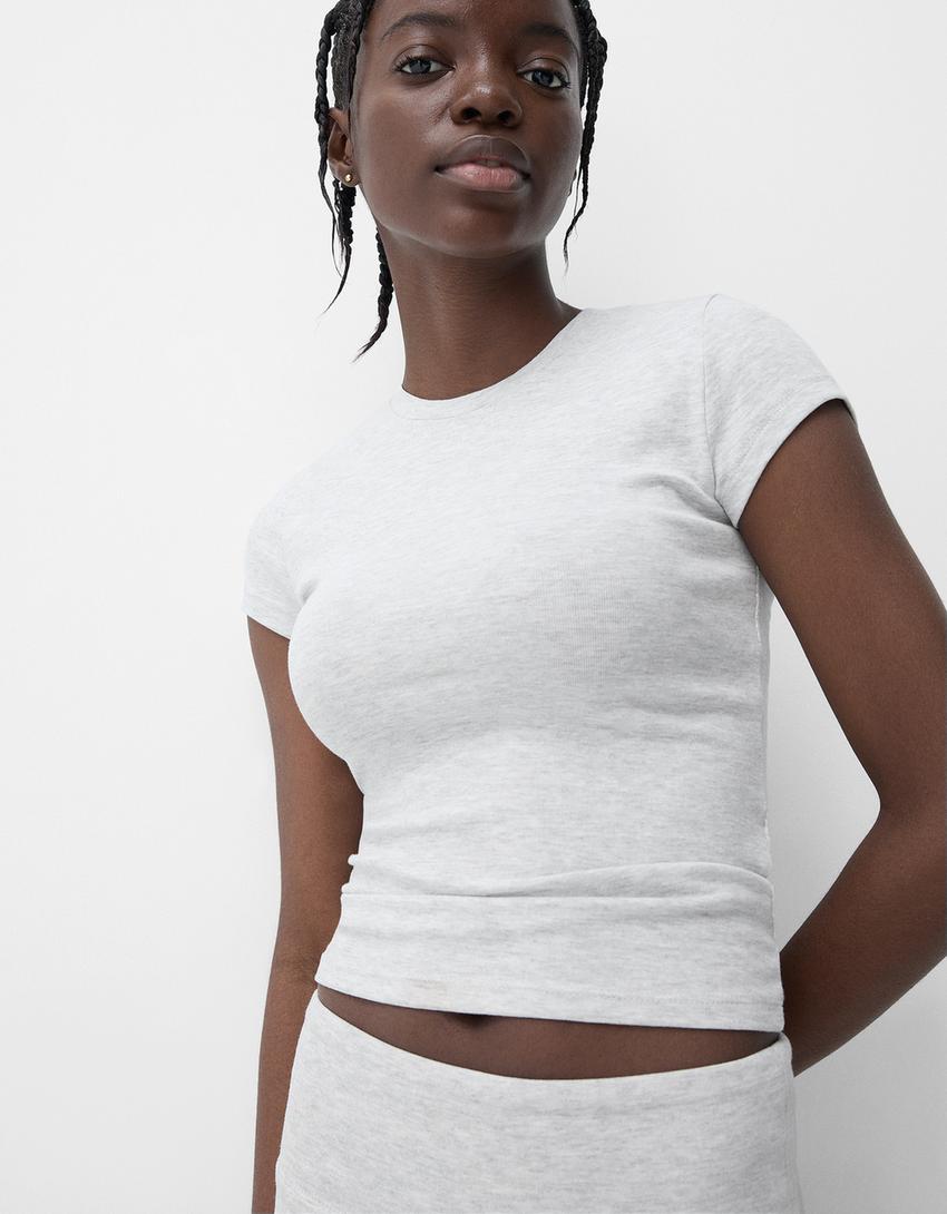 Short sleeve crew neck T-shirt-Grey
