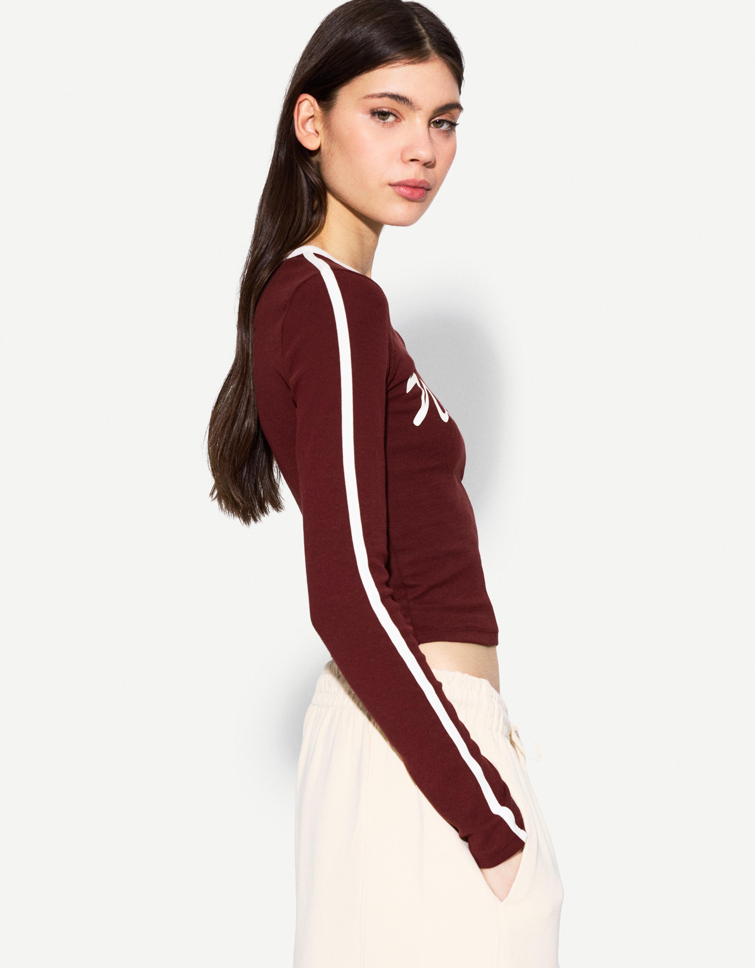 Long sleeve T-shirt with print - T-shirts - BSK Teen | Bershka