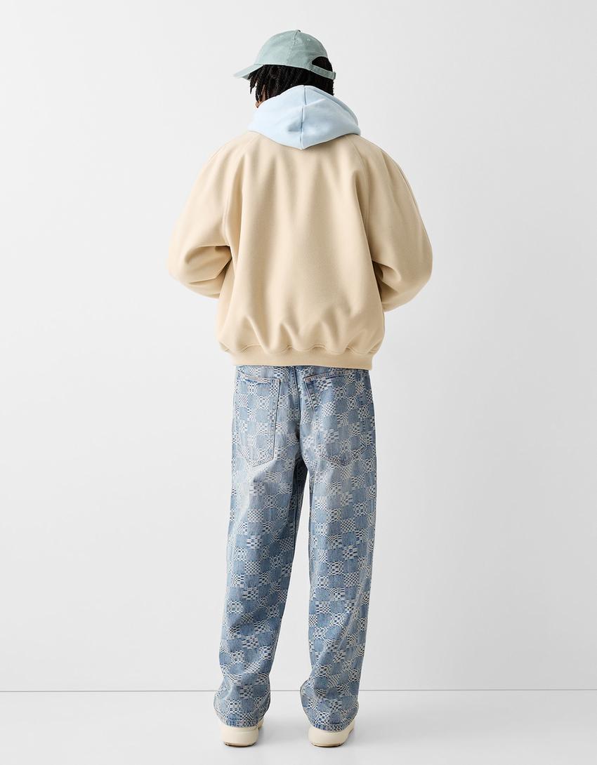 Jeans super baggy jacquard-Azul lavado-2