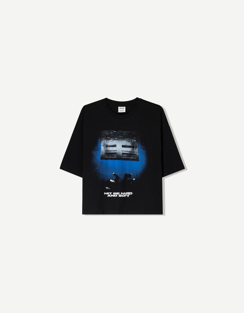 Short sleeve Billie Eilish print T-shirt-Black