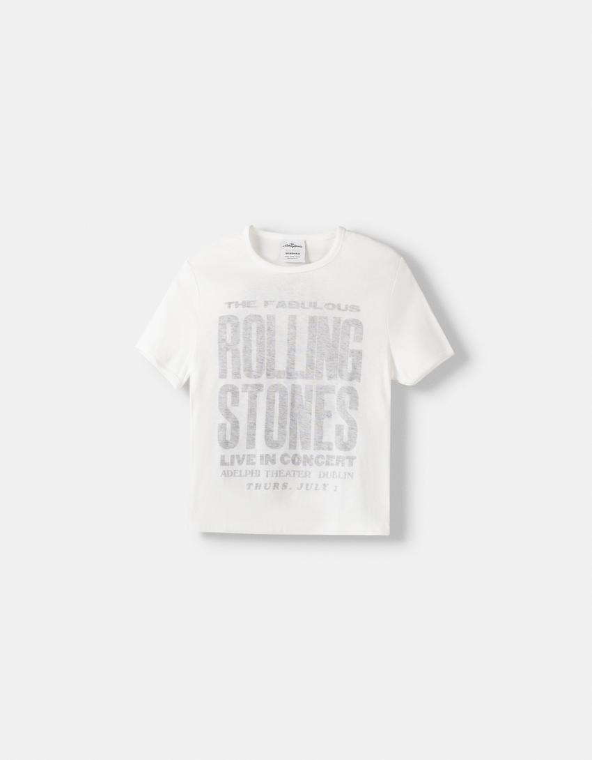 تيشرت رولينغ ستونز بأكمام قصيرة-أبيض-4