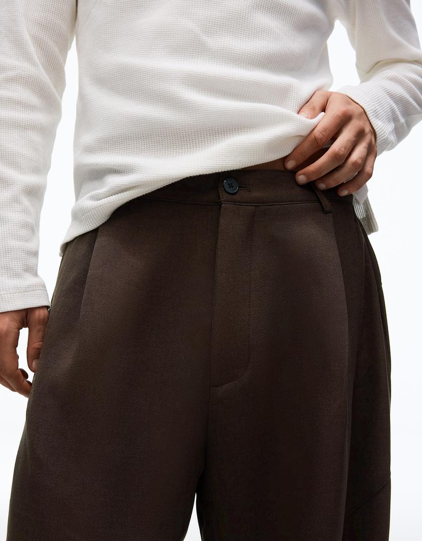 Pantalon barrel tailoring à découpes-Marron
