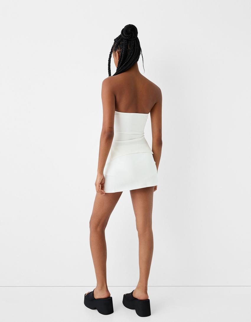 Ensemble top et jupe maille milano-Blanc cassé-1