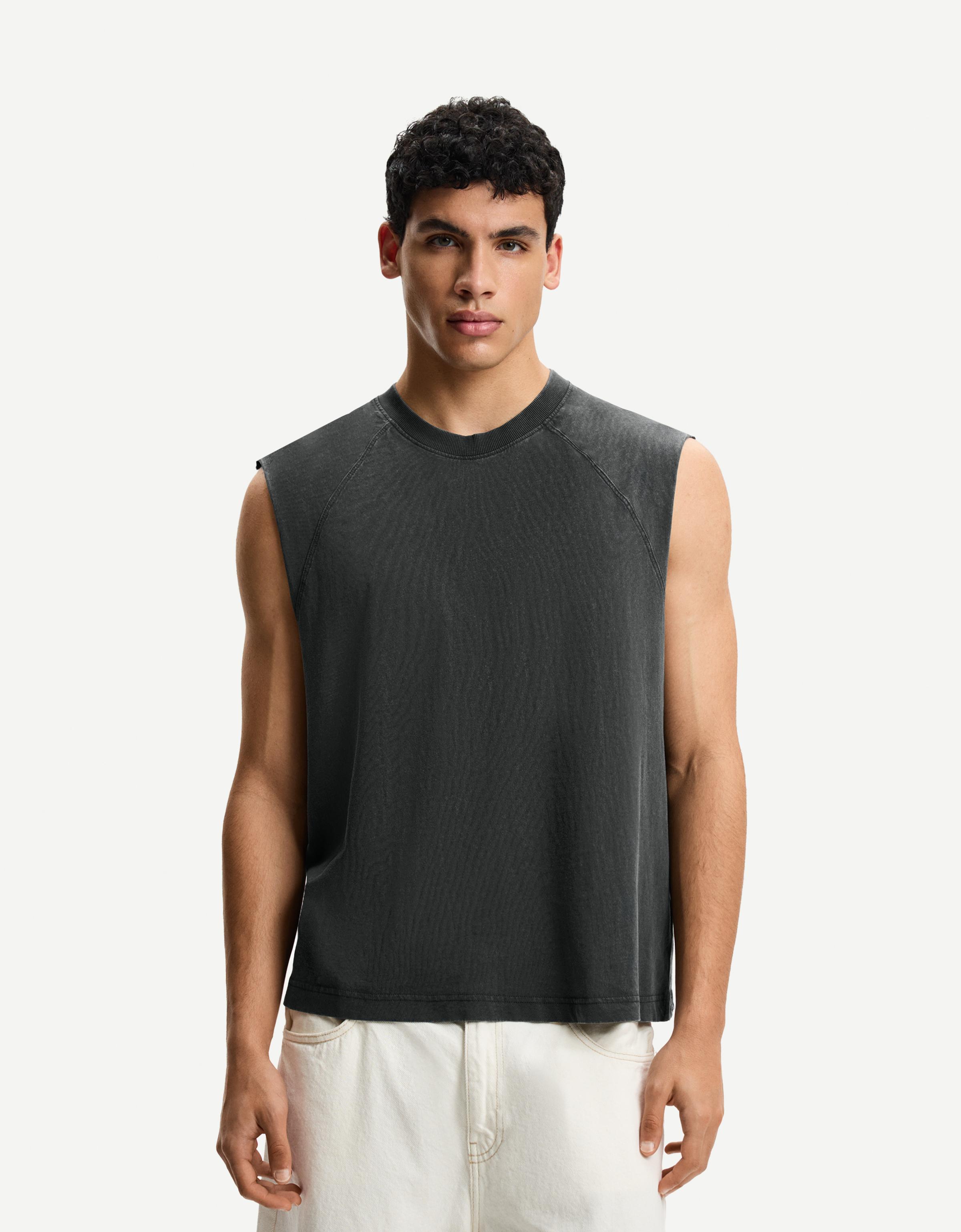 Bershka Negra Camiseta Hombreras Bershka Camiseta Tirantes