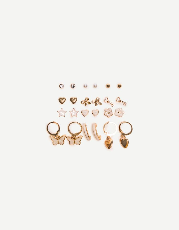 12-pack of mother-of-pearl-effect earrings