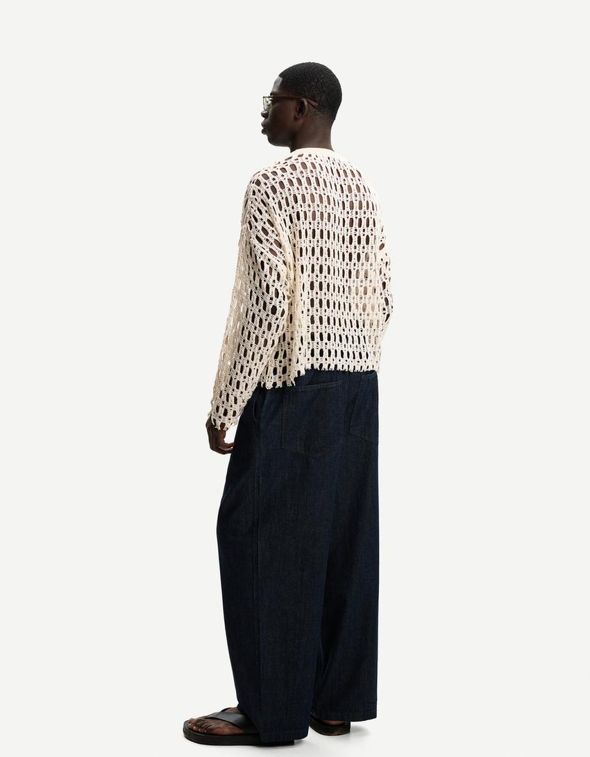 Open-knit sweater-Off white-1