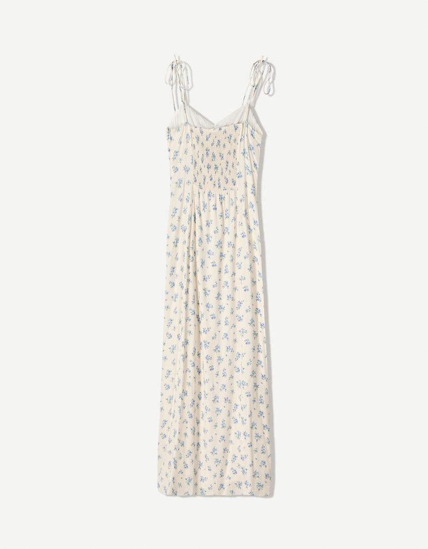 Printed midi dress-Off white-4