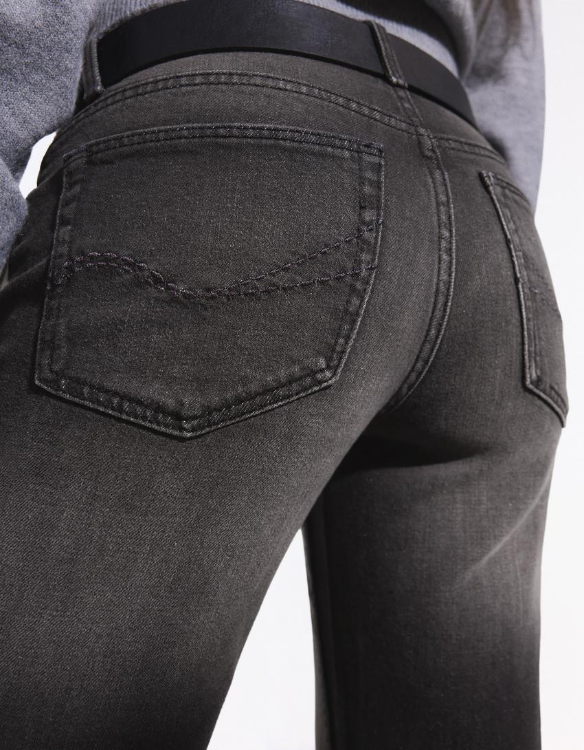 Low-rise boot-cut jeans-Dark grey