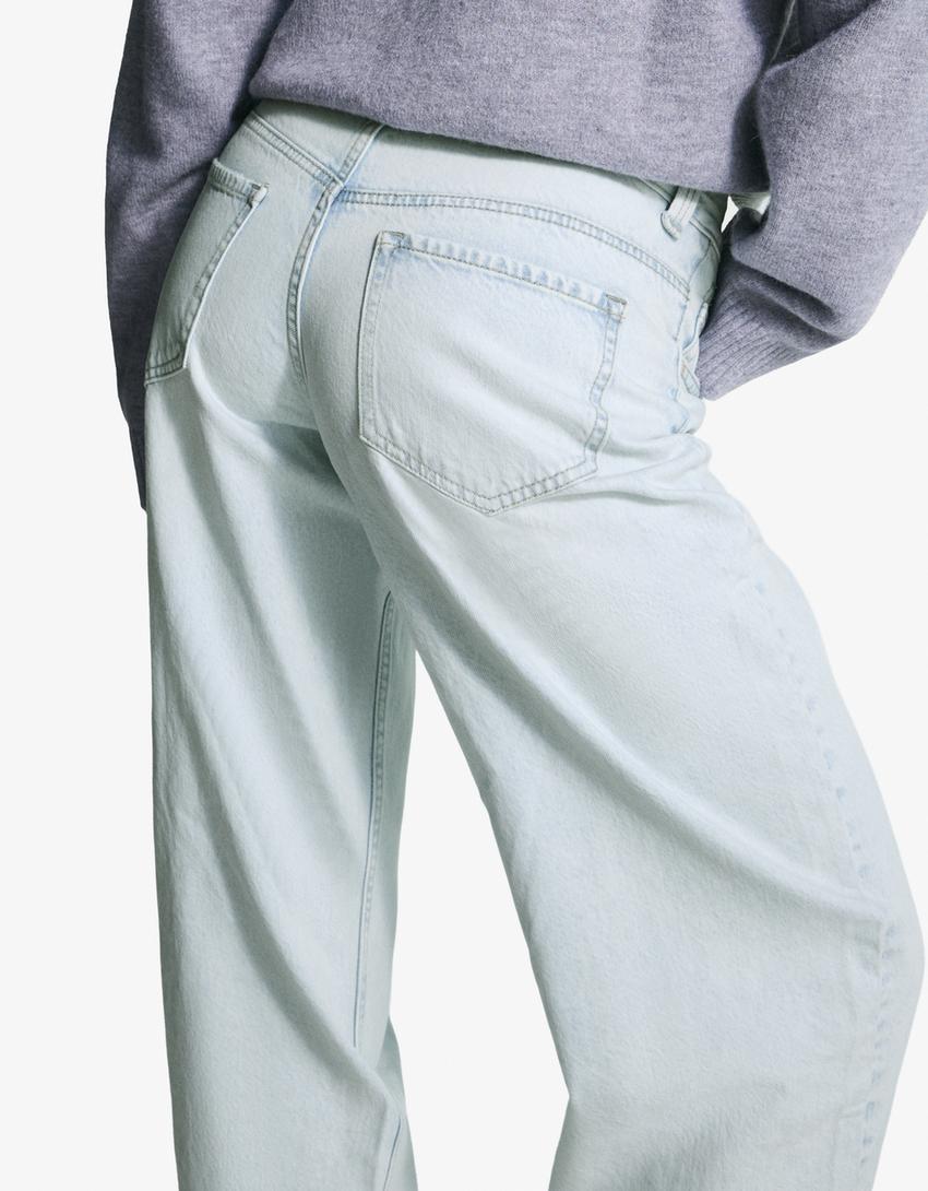 Jeans baggy fit barrel fit taille basse-Bleu clair