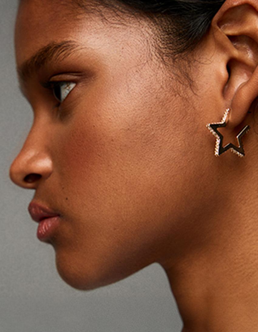 9-pack of star earrings-Gold-0