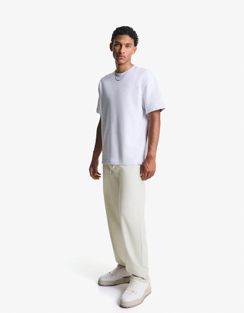 Recht model nette joggingbroek-Ecru-0