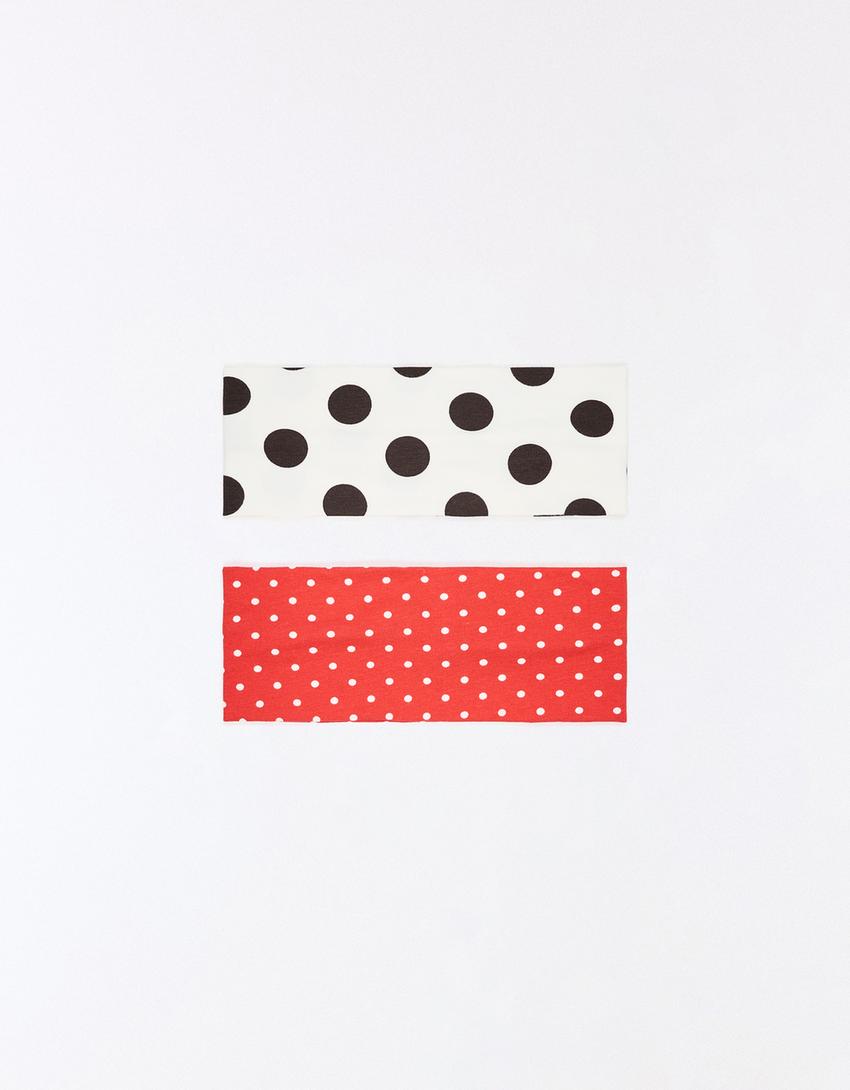 Pack of polka dot hair ribbons-Red