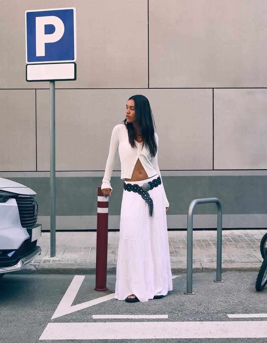 Rustic midi skirt-White