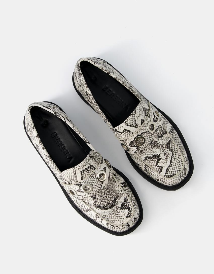 Mocassins plats animal print-Serpent-4