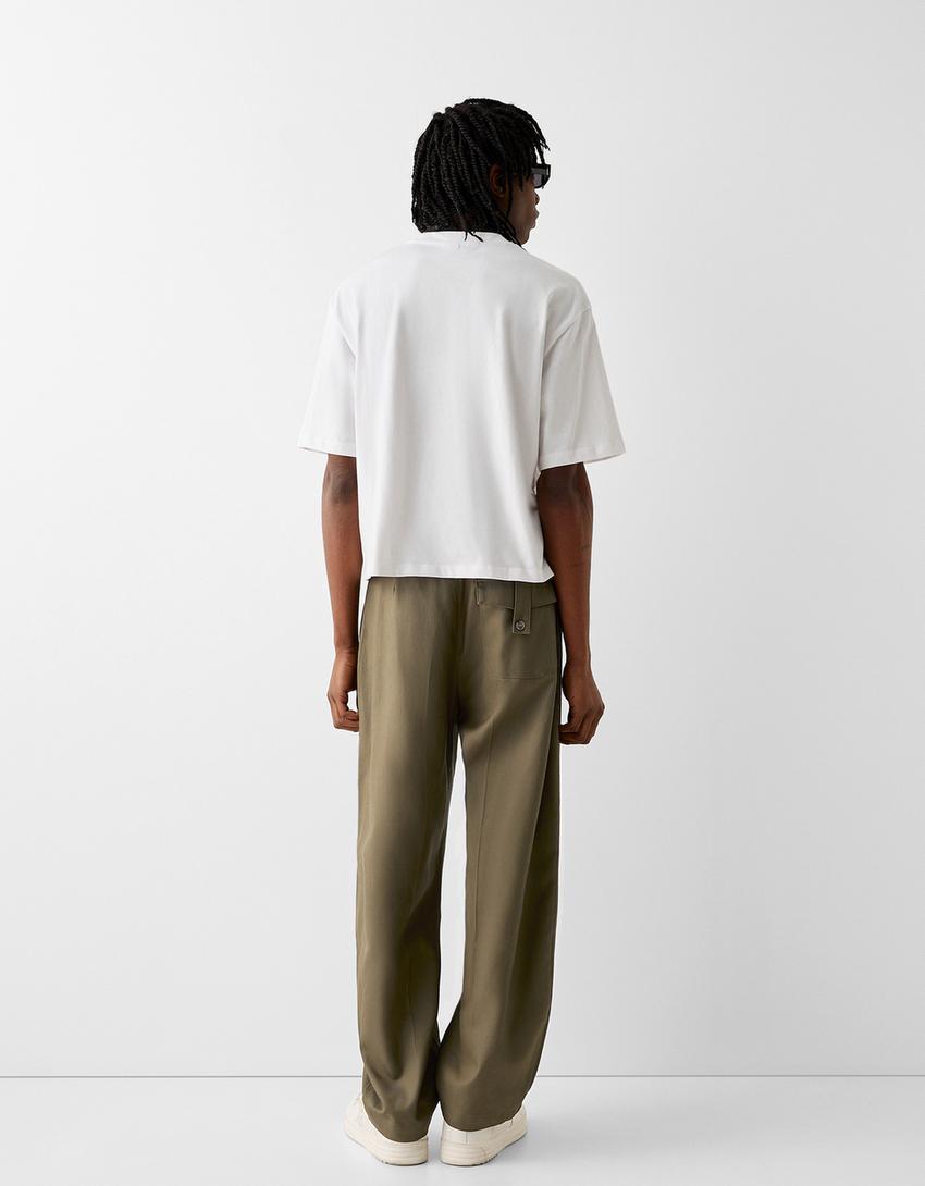 Tailored lyocell blend balloon trousers-Khaki