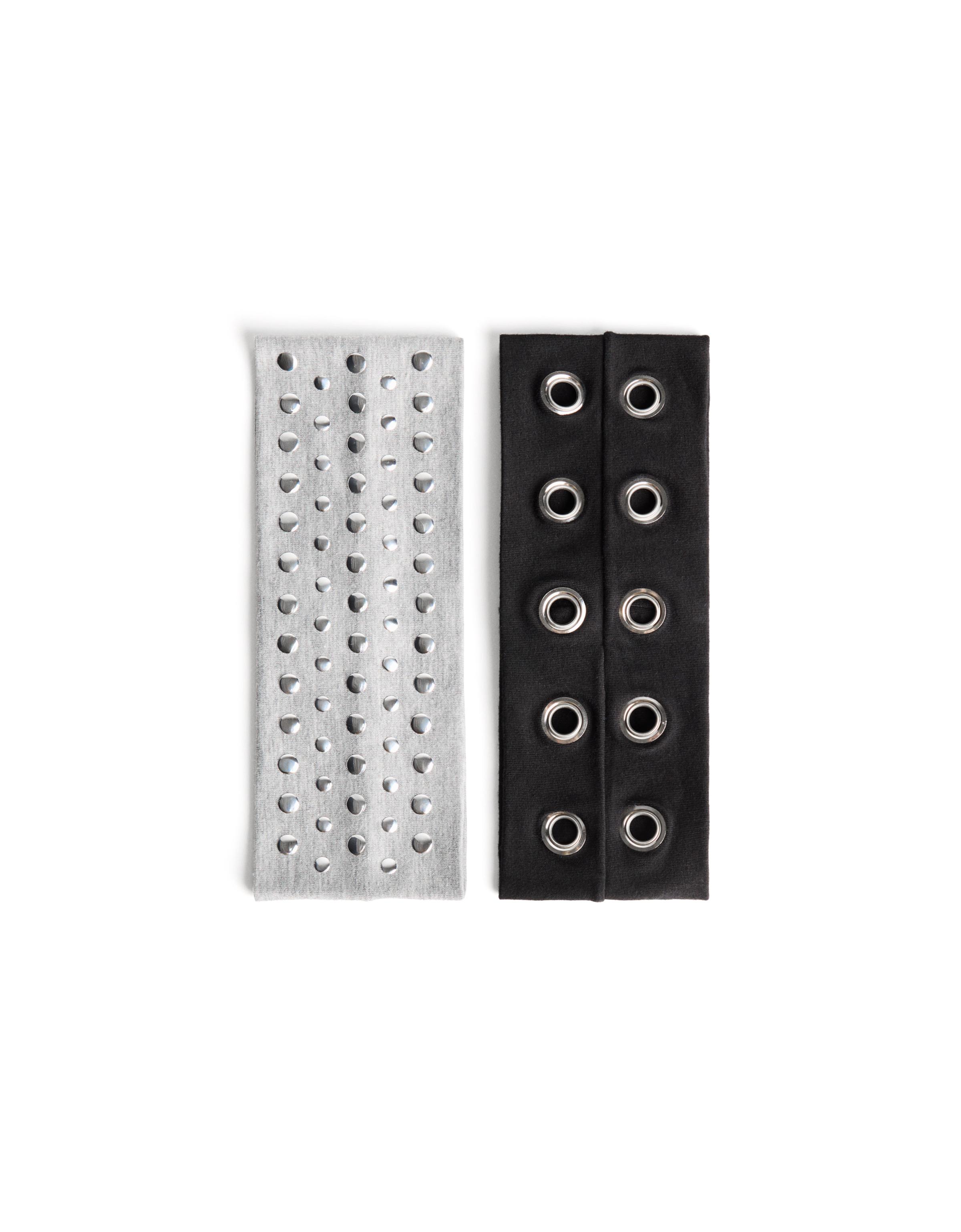 Pack of 2 studded hair bands — Grey