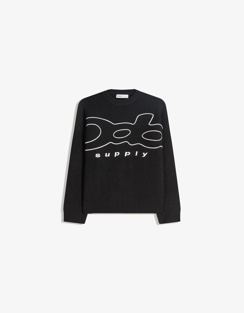 Suéter estampado-Preto