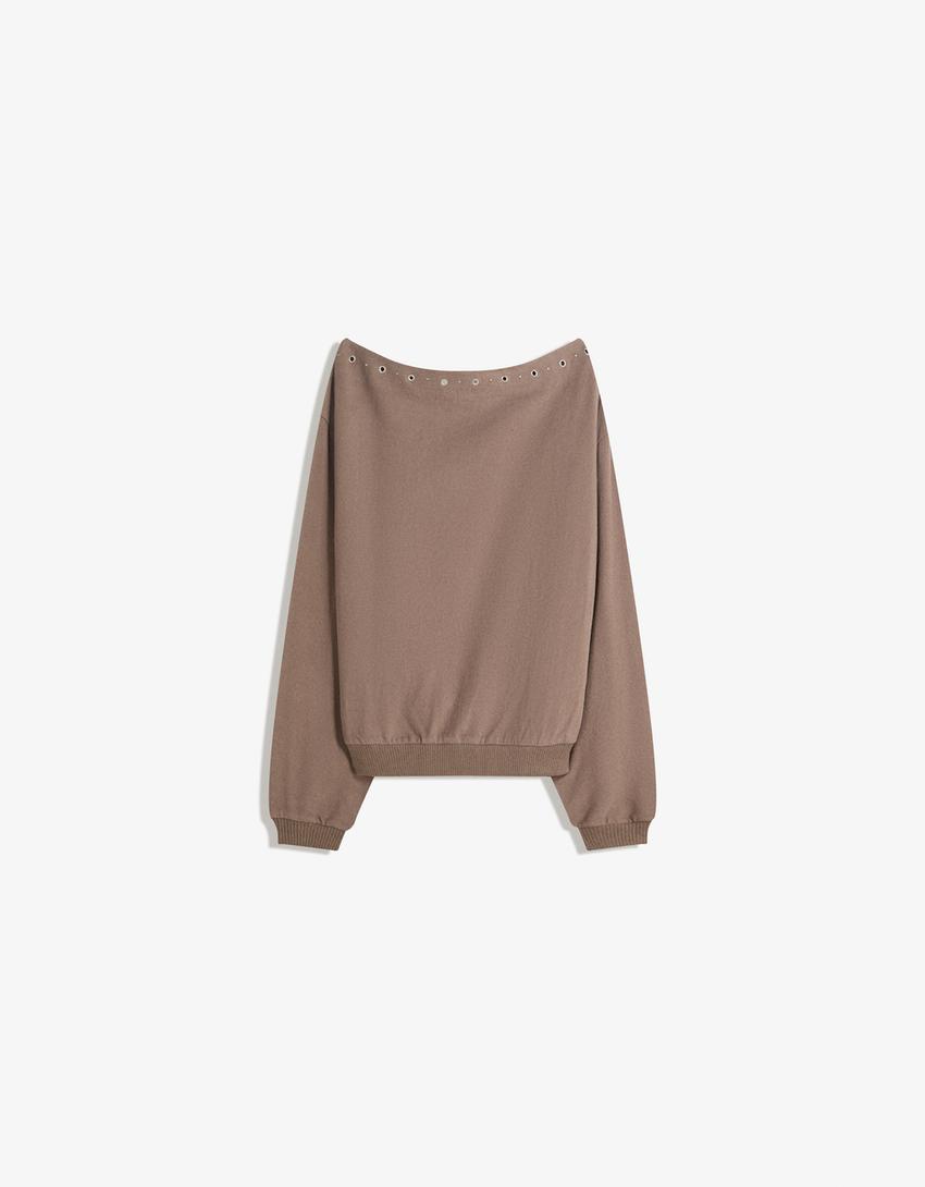 Pull maille clous-Marron