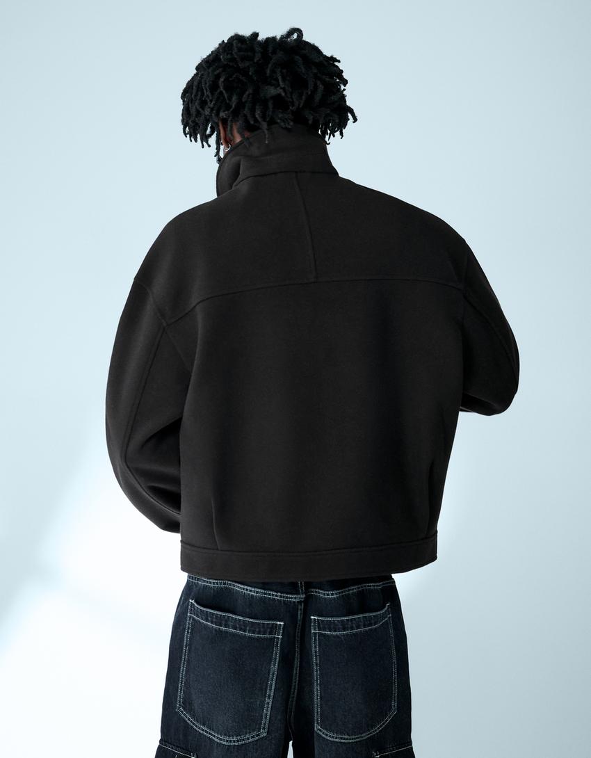 Zip-up cloth jacket-Black