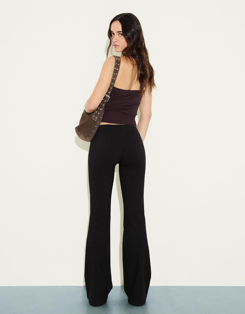 Low-rise flared trousers-Black