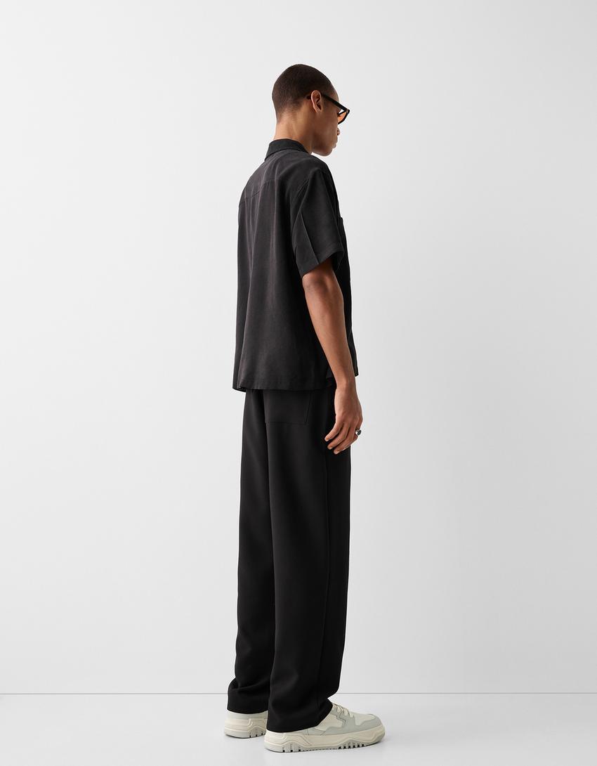 Calças jogger wide tailored fit-Preto-2