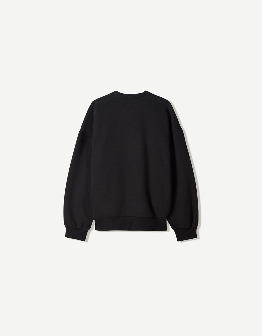 Oversize-sweatshirt med sidofickor-Svart-4