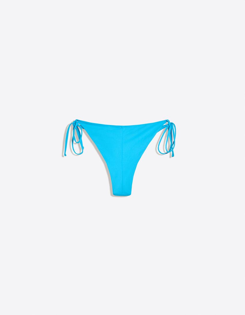 Bas de bikini tanga-Bleu