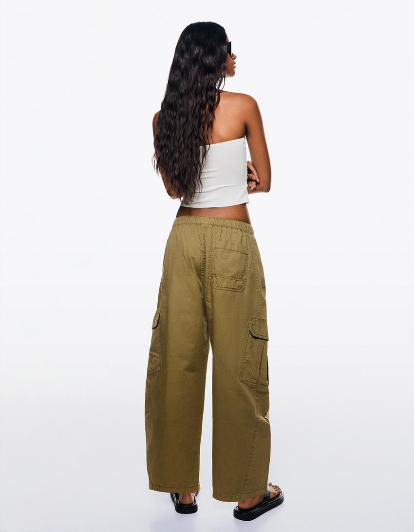 Pamučne kargo pantalone-Kaki-1