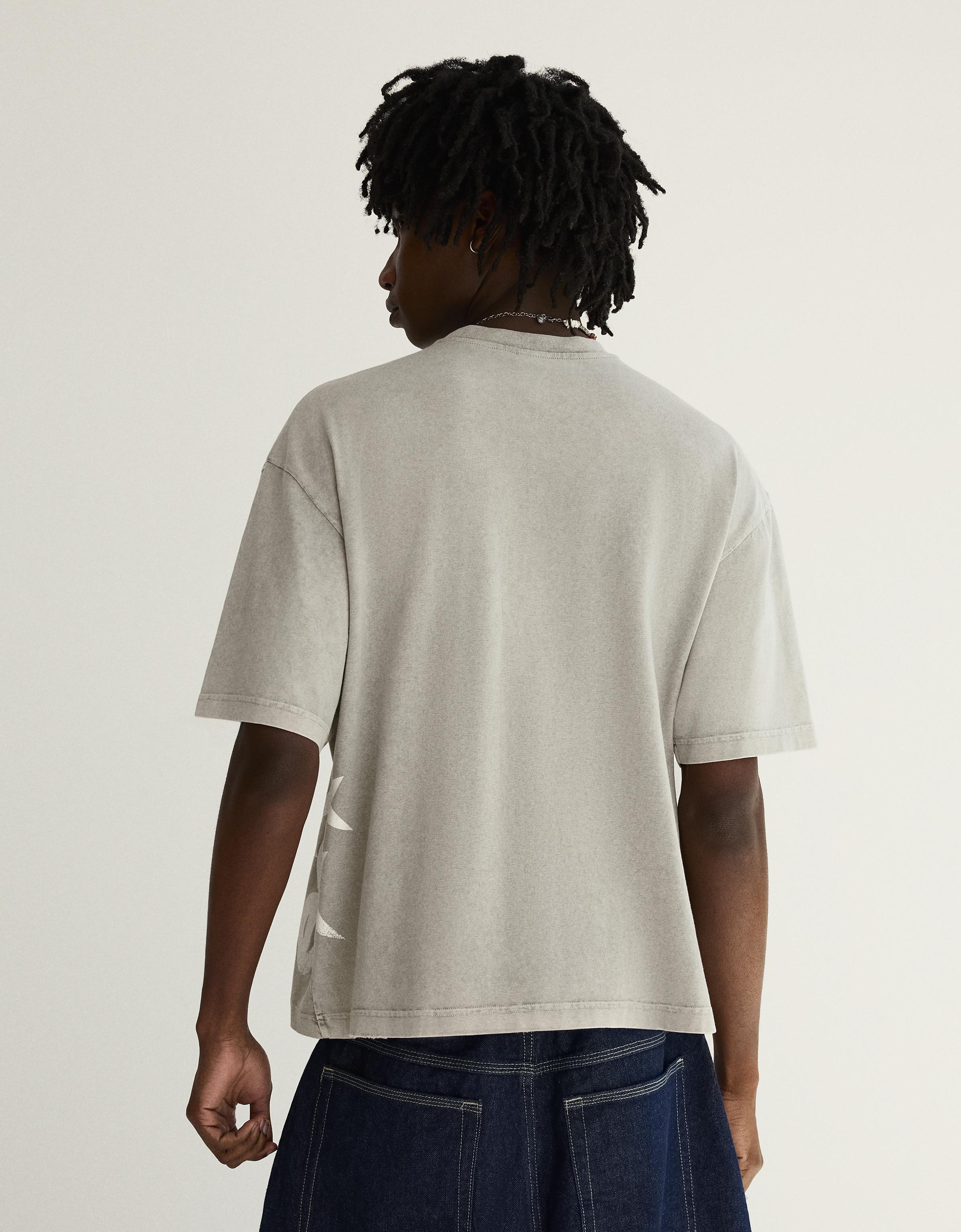 Washed boxy fit print T-shirt — Grey