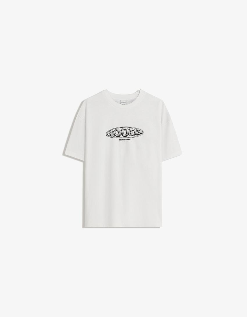 Short sleeve T-shirt with print-White-4